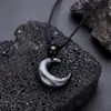 Collar de Luna Creciente para Hombre Plata Piedra de Moda Tendencia Moda de Alta Gama Versátil Cordón Tejido a Mano Diseño Personalizado Joyería para Mujer