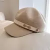 Sombrero de Calabaza de Cuero PU con Hebilla Guofeng Ruyi Gorra de Lana Australiana para Niños de Otoño e Invierno Gorra de Boina Versátil para Todo