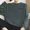 Camiseta Pesada 260g 100% Algodão Masculina Manga Longa 2026 Nova Tendência Estampa de Letras com Camisa de Camada Interna