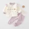 Conjunto cálido de otoño e invierno para bebé, de cintura alta, protector de barriga, unisex, ropa interior de algodón puro grado A, conjunto de dos piezas para otoño e invierno