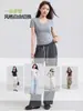 Camiseta de Manga Corta Ajustada para Mujer de Tencel Lyocell, Color Sólido, Top Casual Simple con Cuello Redondo