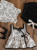 Conjunto Elegante de Flor de Granada para Niñas Qiu Duo Meng Verano 2026 Nuevo Estilo Chaleco Camisa Linda de Muñeca para Niños Pantalones para Bebé