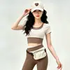 Conjunto de Ropa de Pilates Yoga a Contraste de Color, Antichoque, Push-Up para Mujer, Nuevo 2026, Ajuste Delgado, Manga Corta, Pantalón Largo, Ropa para Correr y Fitness