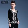 Chen Miaoyan Primavera y Otoño 2025 Nueva Ropa para Mujeres de Mediana Edad y Mayores Abrigo para Madre Terciopelo Dorado Estilo Étnico Top Bordado