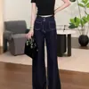 Jeans Masculino Retrô Americano Patchwork Outono Inverno Largo High Street Perna Larga Caimento Fluido Perna Reta Calças