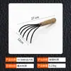 Herramienta de jardinería con mango de madera negro, azada de doble extremo de doble uso, rastrillo de cuatro dientes, pala, azada para exteriores, pala para flores para deshierbar
