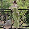 Vestido con Tirantes de Raya Ondulada Estilo Vacaciones Transfronterizo Sexy con un Toque de Lujo Ligero y Alta Gama para Mujer, Verano al por Mayor Vestido Largo de Corte H
