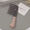 Peine Rizador de Dientes Anchos Ondulados de Doble Fila, Peine Masajeador, Peine Voluminizador Antienredos, Peine para el Cabello Voluminizador de Coronilla Alta, Antiestático