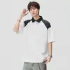 Camisa Polo Patchwork con Cuello Anyang para Hombre 2026 Verano Nueva Versátil Casual Juvenil Manga Corta Tendencia Marca Superior