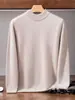 Suéter Masculino de Caxemira Gola Meia-Alta Cor Sólida Malha Grossa Outono e Inverno Novo Camada Base Casual de Negócios