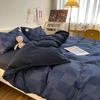 Nuevo Juego de Cama de Algodón Lavado de Cuatro Piezas de Sábanas y Funda de Edredón Juego Simple Japonés de Ropa de Cama para Dormitorio de Estudiantes Individual de Tres Piezas