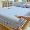 Sábana bajera de algodón muselina lisa Clase A pieza única todo algodón color liso sábana suave protector de colchón funda de cama de algodón tejido cama