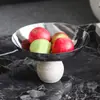 Estilo Wabi-Sabi Imitação de Travertino Bola Alta Prato de Frutas Ornamento Nórdico Luxo Leve Aço Inoxidável de Alta Qualidade Tigela de Frutas Ornamento para Mesa de Café