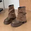 Botas Martin súper elegantes de suela gruesa y tacón grueso para mujer, nuevo estilo elegante 2026, aptas para personas menudas, adelgazantes, que aumentan la altura, botas para piernas cortas