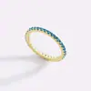 Anillo de Diamantes Personalizado de Colores Transfronterizo Europeo y Americano Lleno de Diamantes Anillo Apilable Anillo de Zirconia Piedra de Nacimiento Anillo de Nicho para Mujeres