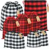 Nueva Bolsa Decorativa de Algodón a Cuadros Buffalo Roja y Negra con Cordón Bolsa de Cordón a Cuadros para Fiesta Navideña Regalo