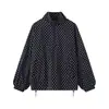 Para Comércio Exterior Transfronteiriço Europeu e Americano Roupas Femininas Aliexpress Mais Vendidas Verão Simples Poá Gola Alta Meio Zíper Manga Longa Jaqueta