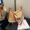 Bolsos Tejidos de Moda para Mujer 2025 Bolsos de Paja con Bloque de Color Novedad Bolsos de Hombro Cruzados de Nicho a Rayas