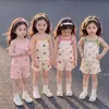Novos Pijamas Infantis Verão Fofo Desenho Animado Menina Alça Fina Regata Shorts Conjunto Menina Bebê Roupas de Casa Moderno