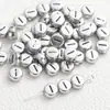 4*7mm Base de Plata Antigua Letra Negra Cuentas de Letra Acrílicas Cuentas Sueltas Accesorios para Joyería DIY Accesorios para Collares Pulseras
