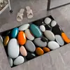 Alfombrilla absorbente de piso de tierra de diatomeas con estampado de guijarros 3D para baño y inodoro, alfombrilla para pies de secado rápido, alfombrilla antideslizante para entrada