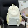 Mochila color-block na cor roxo taro leitoso, cheia de energia, estilo coreano, mochila de viagem leve para meninas do ensino fundamental e médio.