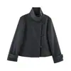 Fábrica de Ropa para Mujer Transfronteriza Venta al por Mayor 2026 Estilo Europeo y Americano Retro Francés Moda Chaqueta Larga de Manga Larga Doble Botonadura