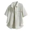 Camisa versátil de manga corta para hombre con jacquard estilo Hong Kong, top holgado de moda, cuello de solapa estilo ins, versión coreana, camisa casual y sofisticada