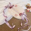Sombrero de paja estilo Lolita pastoral, accesorio para sombrero, accesorio para vestido ligero, sombrero de mujer con lazo de cinta multicolor
