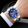 Comercio Electrónico Transfronterizo Más Vendido Reloj para Hombre con Correa de Acero Fábrica Venta al por Mayor Falso Tres Ojos Negocios Reloj de Cuarzo Reloj de Pulsera para Hombre