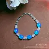 Pulsera de Moda Nueva con Incrustaciones de Calcedonia Rosa Hielo Chapada en Plata al por Mayor Ágata Blanca Versátil Pulsera de Jade Joyería Regalo