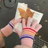 Guantes térmicos de punto para mujer estilo coreano invierno Nuevo a rayas de cinco dedos estudiante para montar a prueba de viento pantalla táctil Arcoíris