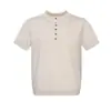 Estilo Ligeramente Maduro Camisa Henley de Punto Manga Corta para Hombre Verano Delgado Transpirable Camiseta Corta Estilo Coreano Atuendo con Estilo de Marido Old Money