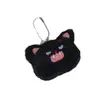 Dientes Lindos y Feos Gatito Negro y Blanco Peludo Juguete de Peluche Colgante Figura de Bordado de Dibujos Animados Llavero Muñeca de Máquina de Garra Colgante