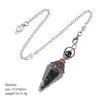 Pêndulo de Cristal Transfronteiriço com Pedra Triturada e Resina, Cor Cobre Vermelho Antigo, Cone Hexagonal de Ponta Única, Acessório de Yoga Meditação, Pêndulo de Frequência Ajustável