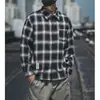 Jaqueta Masculina Tamanho Grande Estilo Japonês Camisa Xadrez Primavera Nova Camisa de Manga Longa Estilo Coreano Tendência Top Xadrez de Manga Longa