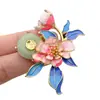Broche Peônia Esmaltado Estilo Chinês Retro Feminino de Alta Qualidade para Hanfu Cheongsam Acessórios Exquisitos Alfinete Elegante