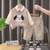 Traje Casual de Manga Larga para Niños Primavera y Otoño 2025 Estilo Coreano Nuevo Lindo Chaleco de Cachorro Bebé Conjunto de Tres Piezas de Manga Larga