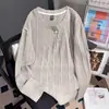 ¡Trece Factorías de Guangzhou! Camiseta de Manga Larga Negra Estilo Coreano Ceñida a la Cintura Adelgazante de Canalé Estilo Puro Deseo Plisada Talla Grande
