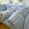 Juego de Cuatro Piezas de Ropa de Cama de Algodón Grueso Estilo Antiguo, Sábana Ajustable 100% Algodón Puro, Funda de Edredón Modelo Nuevo 2026 para Dormitorio, Juego de Tres Piezas de Sábana, Clase A