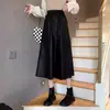 Falda de longitud media de piel sintética para mujer, nueva colección otoño/invierno 2026, de cintura alta, adelgazante, línea A, casual y que se ajusta a la figura