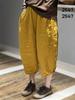 Calça Casual de Linho Artístico Nova Verão 2025 Solta Simples Afinando Calça Cenoura