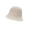 Sombrero de Cubo Vertical Rayado Hueco Estilo Japonés para Mujer, Sombrero de Pescador Versátil Transpirable de Color Sólido para Verano, Sombrero de Punto con Protección Solar para Exteriores