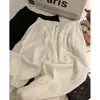Calça Branca de Linho de Perna Larga para Mulheres, Estilo Casual Old Money, Verão, Cintura Alta, Caimento Solto, Efeito Drapê Emagrecedor, Calça Casual de Perna Reta, Comprimento no Chão