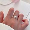 Anillo de Encaje Amor de Plata Esterlina S925 para Mujer Ins Verano Corazón de Chica Dulce Simple Frijol Cuenta Redonda Anillo Abierto