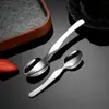 Acero Inoxidable 304 Cubiertos Infantiles Luna Creciente Cuchillo y Tenedor Cuchara Cuchara Engrosada para el Hogar Linda Cuchara para Postre Juego de Cuatro Piezas