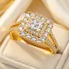 El superventas transfronterizo de comercio exterior de Ziyu: Anillo exquisito y lujoso de diamantes completos y brillantes para mujer, con un diseño elegante y de nicho