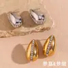 Brincos de gota em aço inoxidável banhado a ouro 18K, estilo Ins europeu e americano, simples, luxo leve, com parte traseira vazada, micro cravejados com strass reto