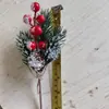 Galhos de Natal, Agulhas de Pinheiro, Pinhas, Frutas da Sorte, Frutas Vermelhas, Decorações, Buquês com Corda de Cânhamo de Floco de Neve, DIY de Natal