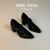 Versión de Piel de Oveja~Zapatos Mary Jane para Mujer Estilo Francés con Aumento Oculto de Altura, Punta Fina, Cómodos para los Pies, Tacón Alto, Suela Suave, Adecuados para el Trabajo, Zapatos de Tacón Grueso